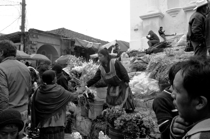 Flower selling on the steps of Santo Tomás